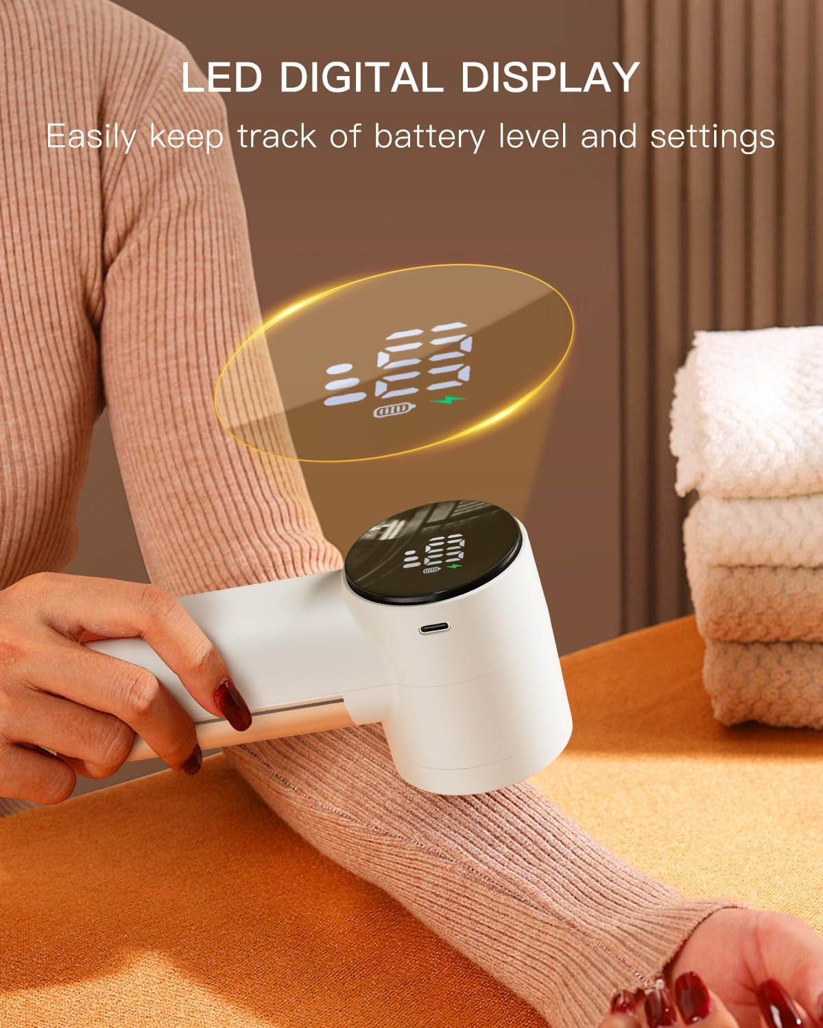 Rechargeable Fabric Shaver Electric Lint Remover Lint Shaver with Digital Displ