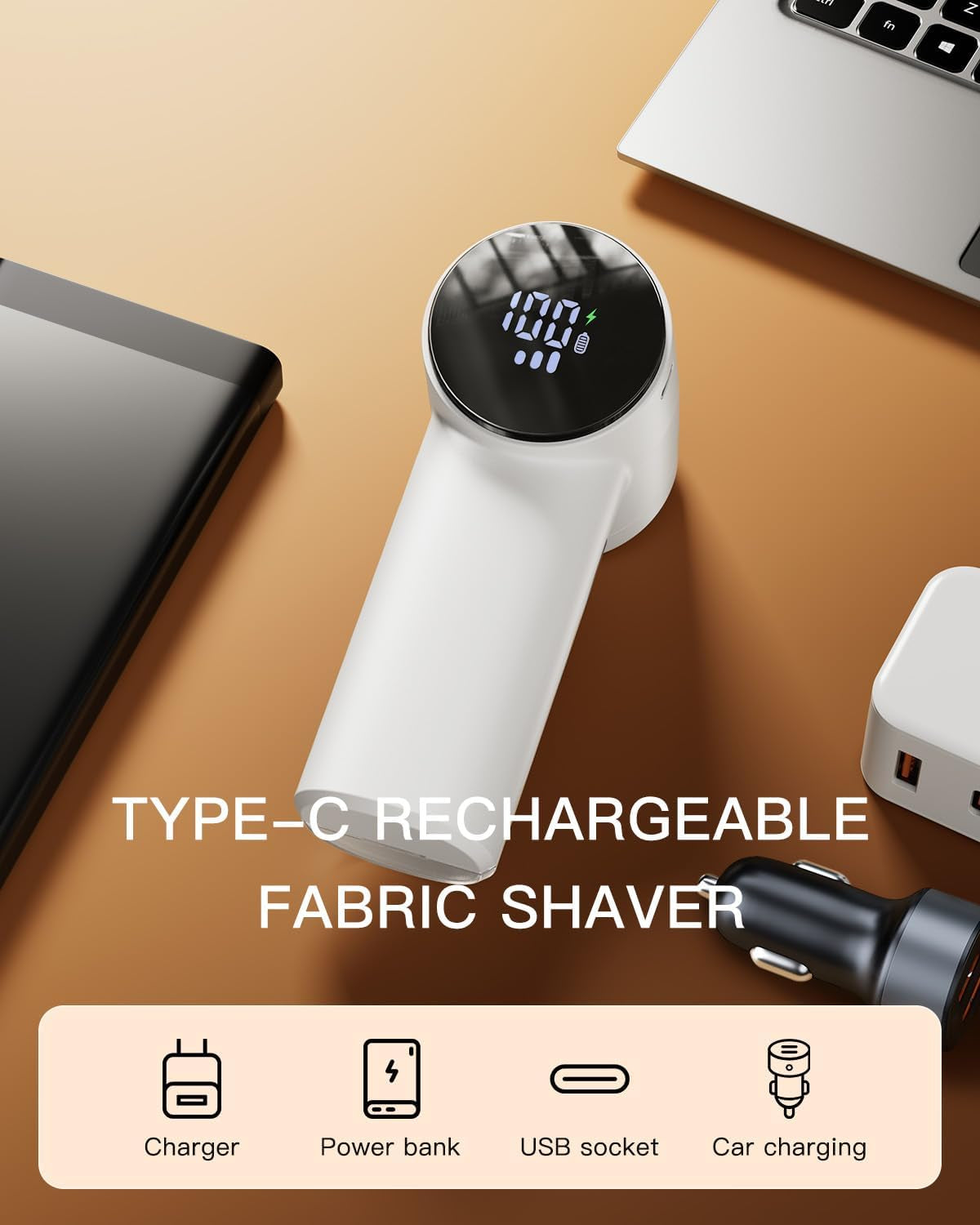 Rechargeable Fabric Shaver Electric Lint Remover Lint Shaver with Digital Displ